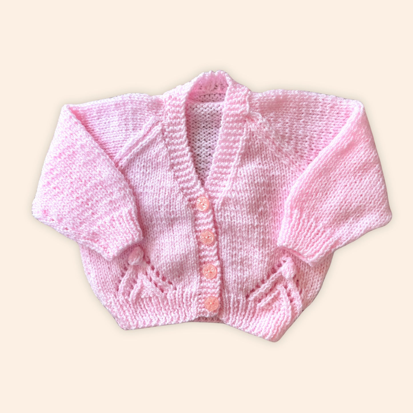 Soft pink 3-6 month hand knit cardigan