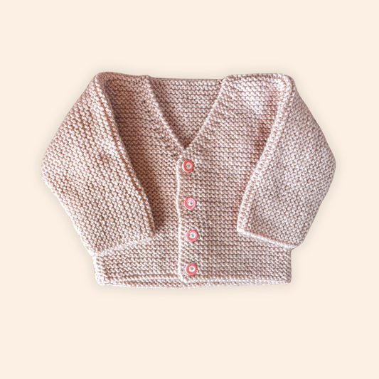 blush pink 3-6 month hand knit cardigan