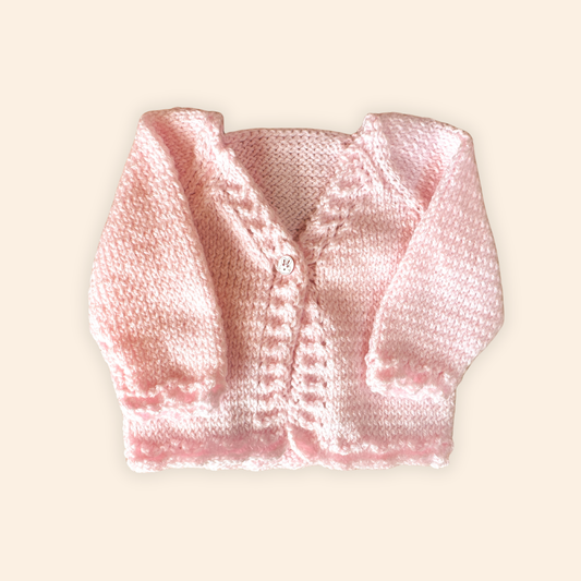 soft pink 3-6 month hand knit cardigan