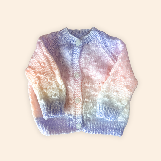 rainbow 6-12 month hand knit cardigan