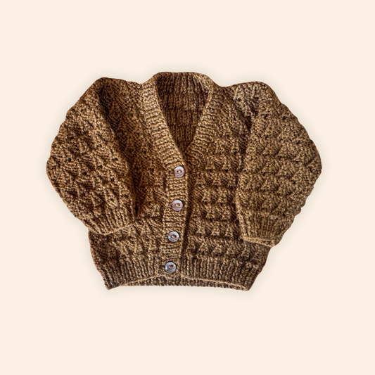 brown 0-3 month hand knit cardigan