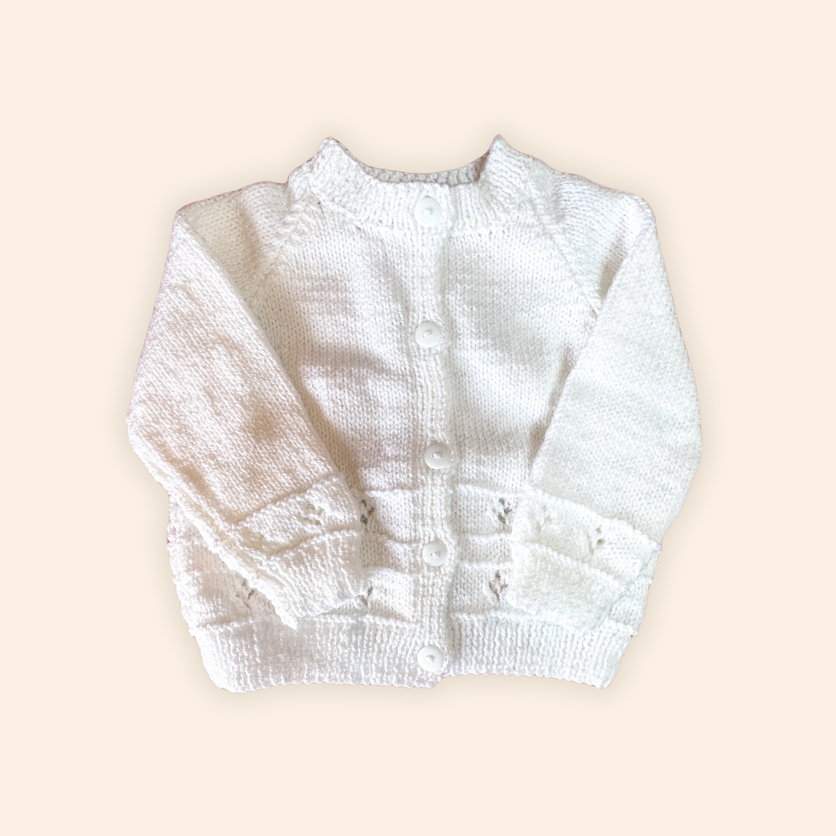 white 1-2 years hand knit cardigan