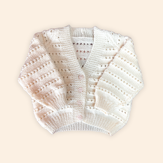 cream 1-2 years hand knit cardigan