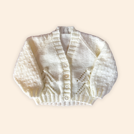 cream 3-6 month hand knit cardigan