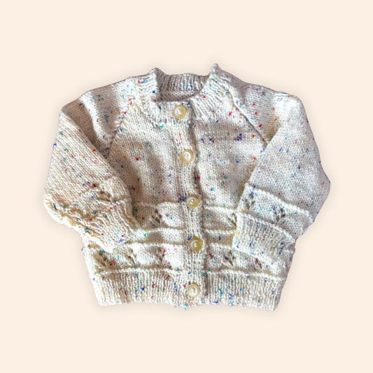 oatmeal 6-12 month hand knit cardigan