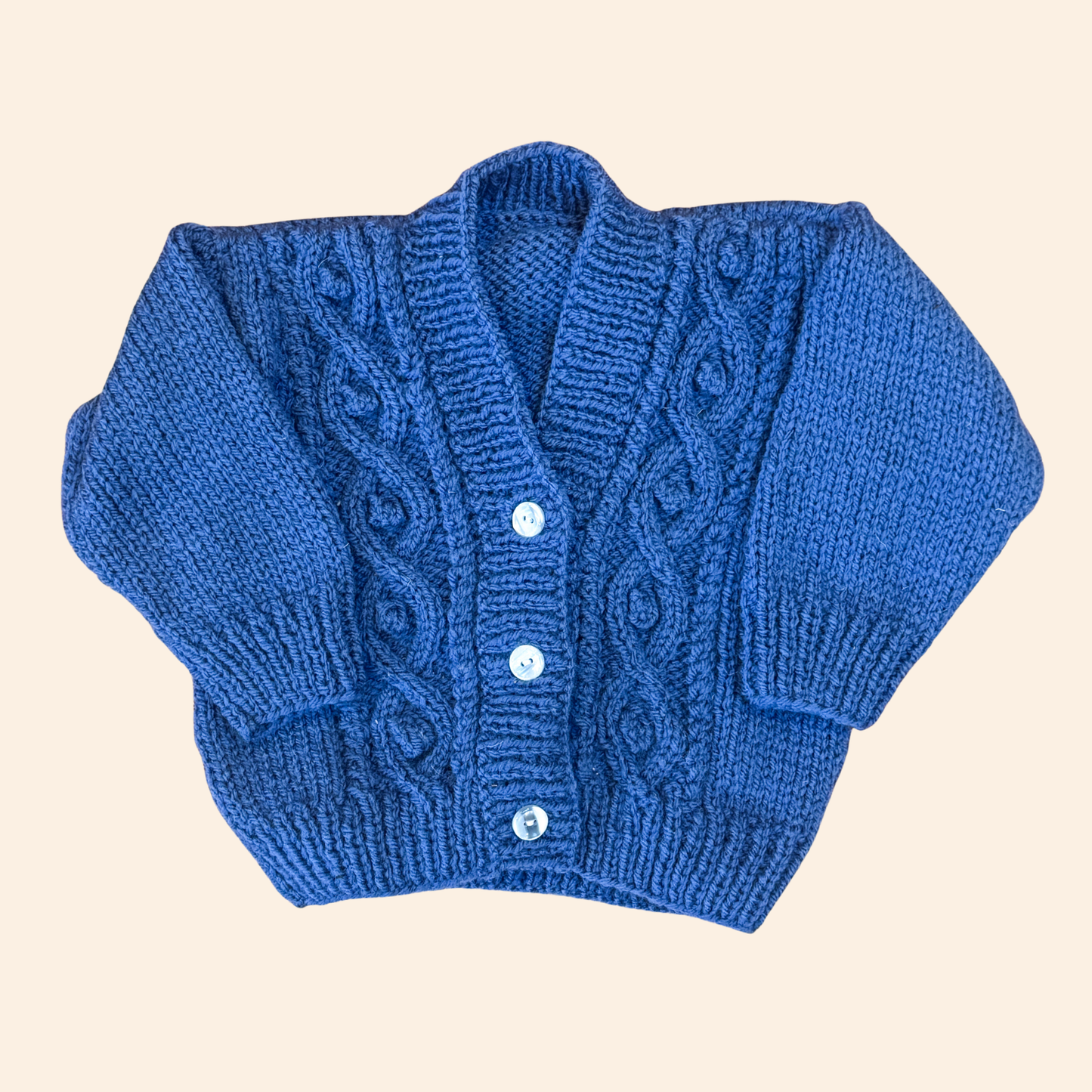 Blue 3-6 month hand knit cardigan