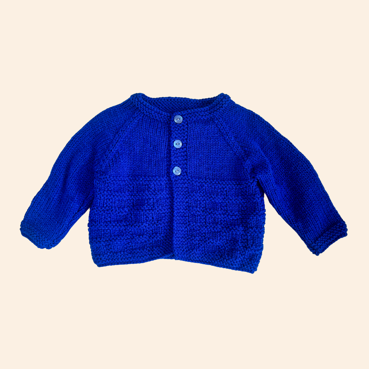 blue 3-6 month hand knit cardigan