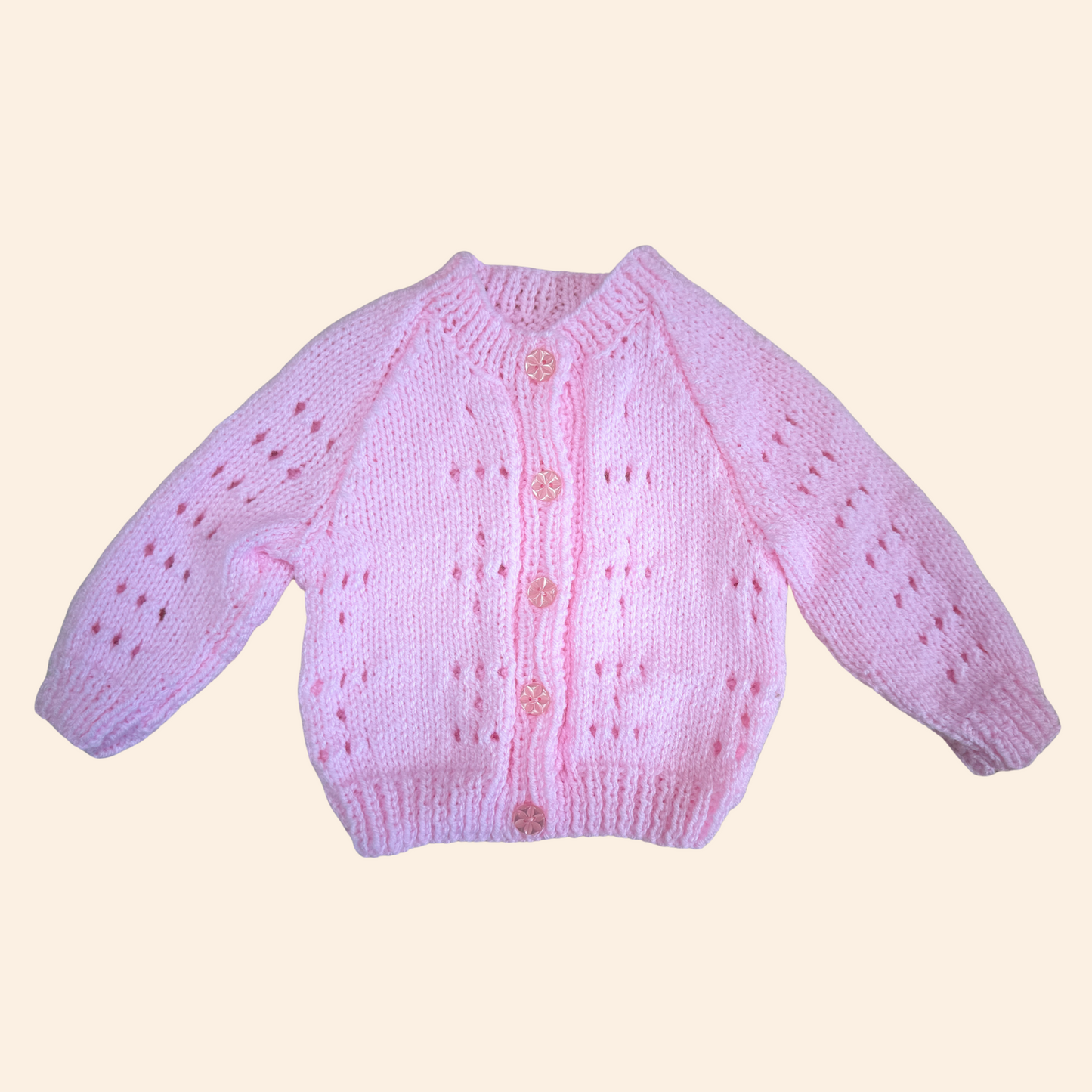 soft pink 3-6 month hand knit cardigan