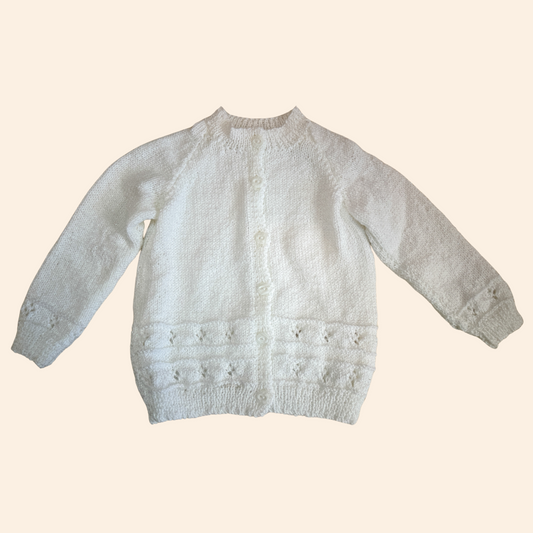 white sparkle 1-2 years hand knit cardigan