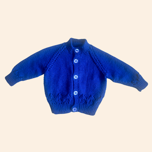 blue 0-3 month hand knit cardigan