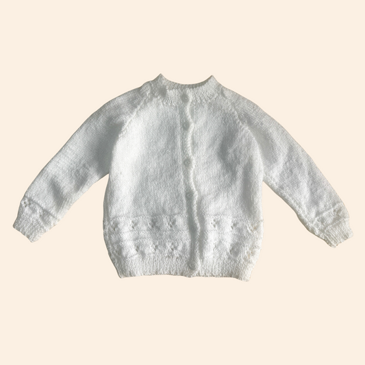 white sparkle 1-2 years hand knit cardigan