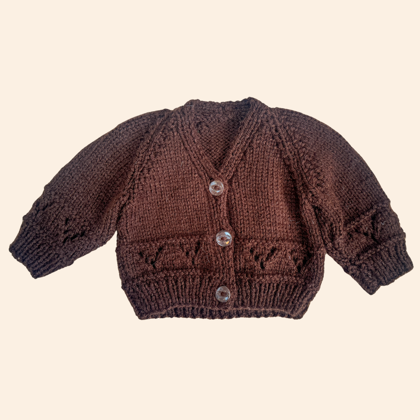 brown newborn hand knit cardigan