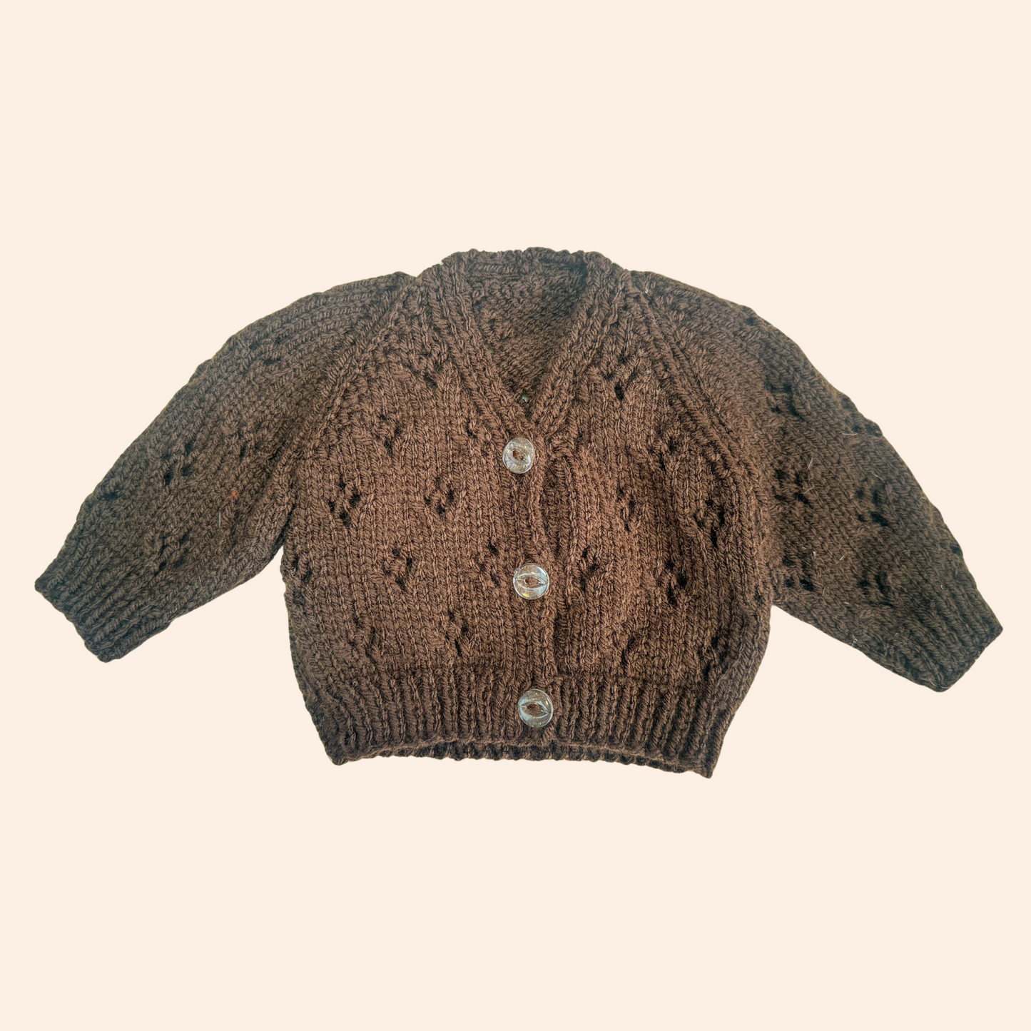 brown newborn hand knit cardigan
