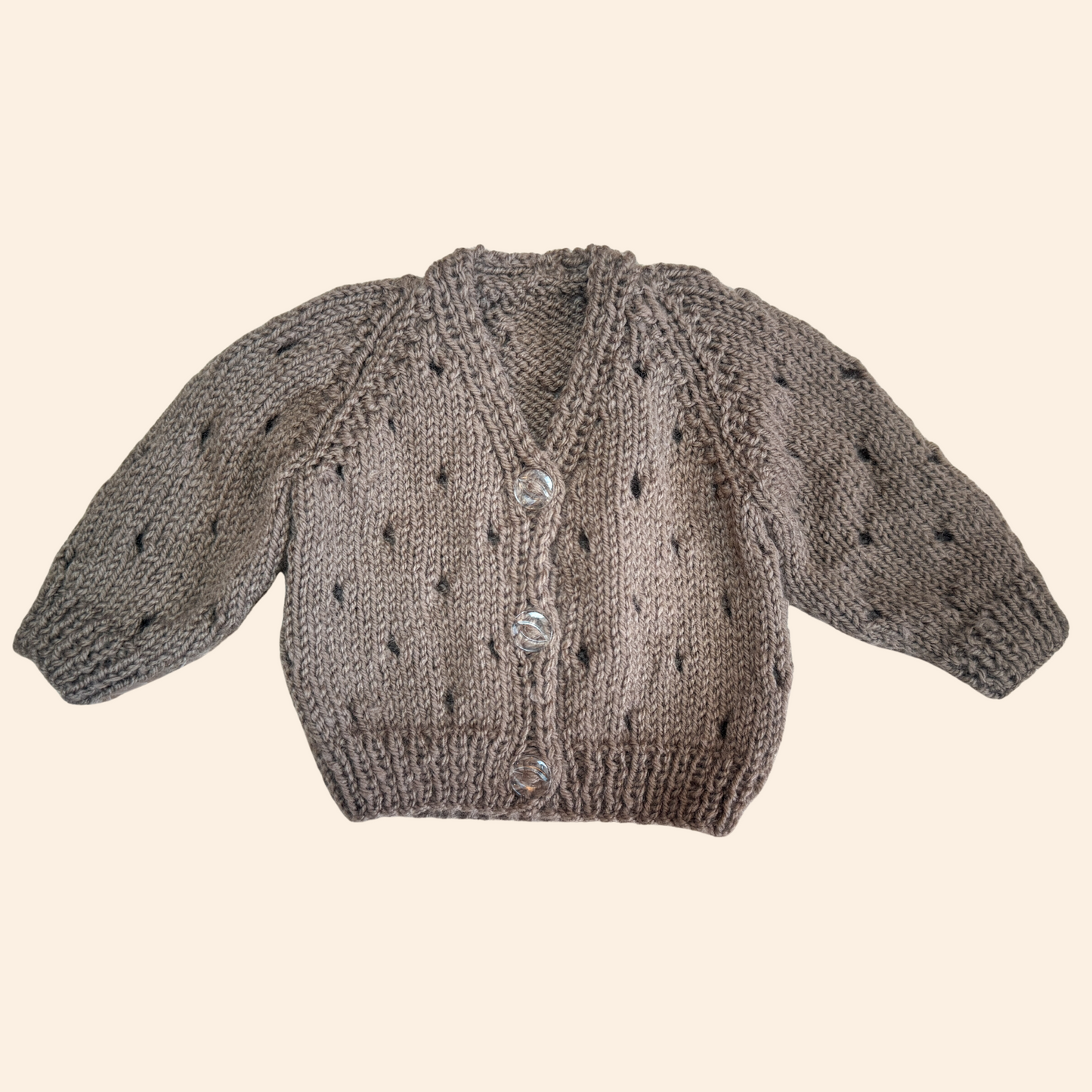 light brown newborn hand knit cardigan