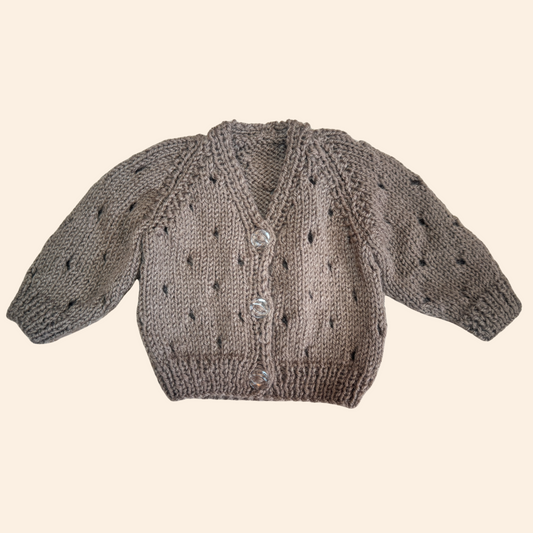 light brown newborn hand knit cardigan