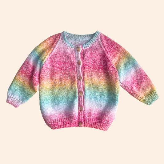 rainbow 1-2 years hand knit cardigan