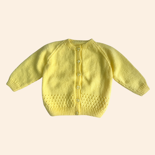 buttercup yellow 1-2 years hand knit cardigan