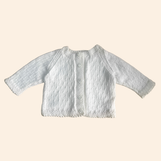 white 1-2 years hand knit cardigan