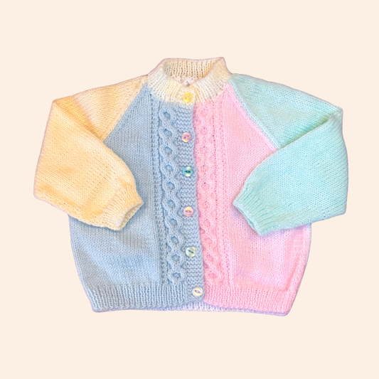 Multicolour 6-12 month hand knit cardigan