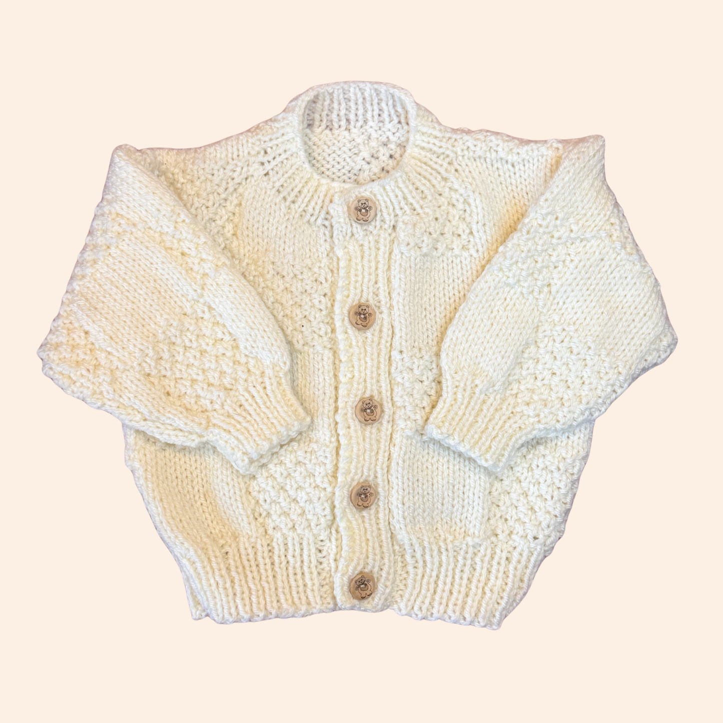 Cream 6-12 month hand knit cardigan