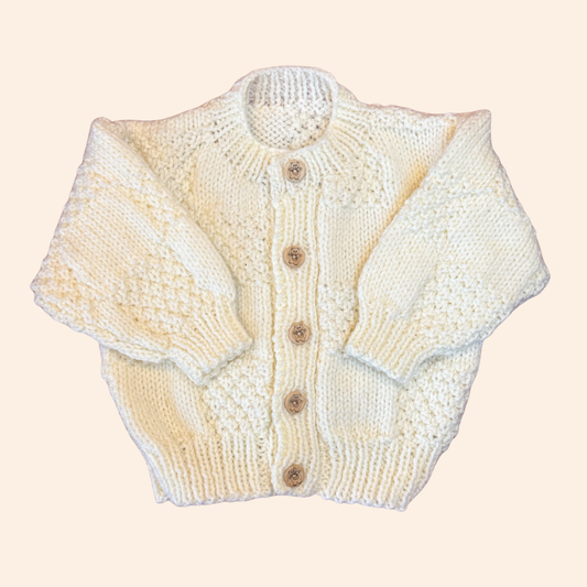 Cream 6-12 month hand knit cardigan