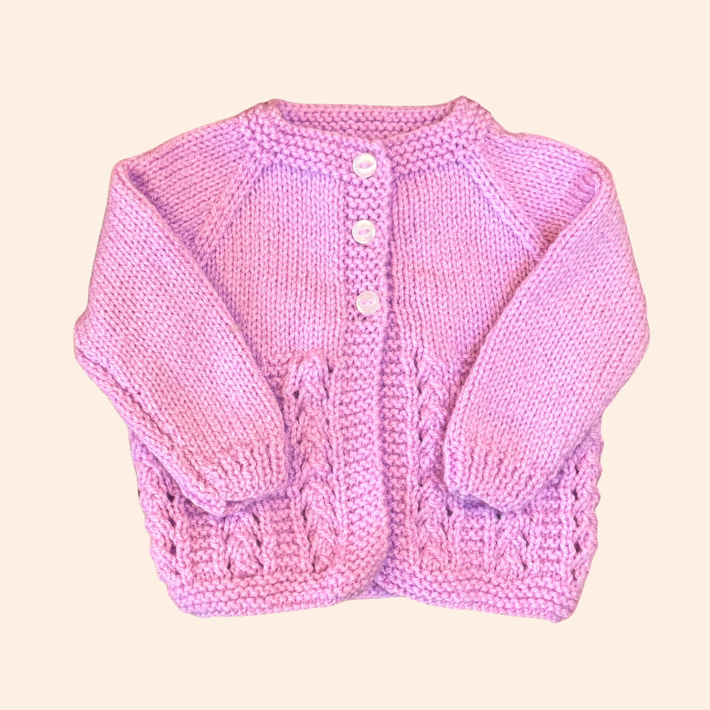 rose 0-3 month hand knit cardigan