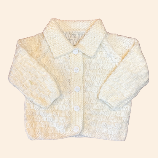 Cream 6-12 month hand knit cardigan
