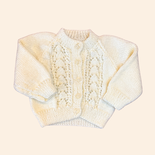 cream newborn hand knit cardigan