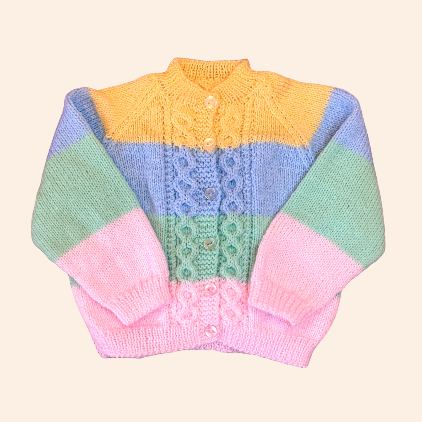Multicolour stripe 3-6 month hand knit cardigan