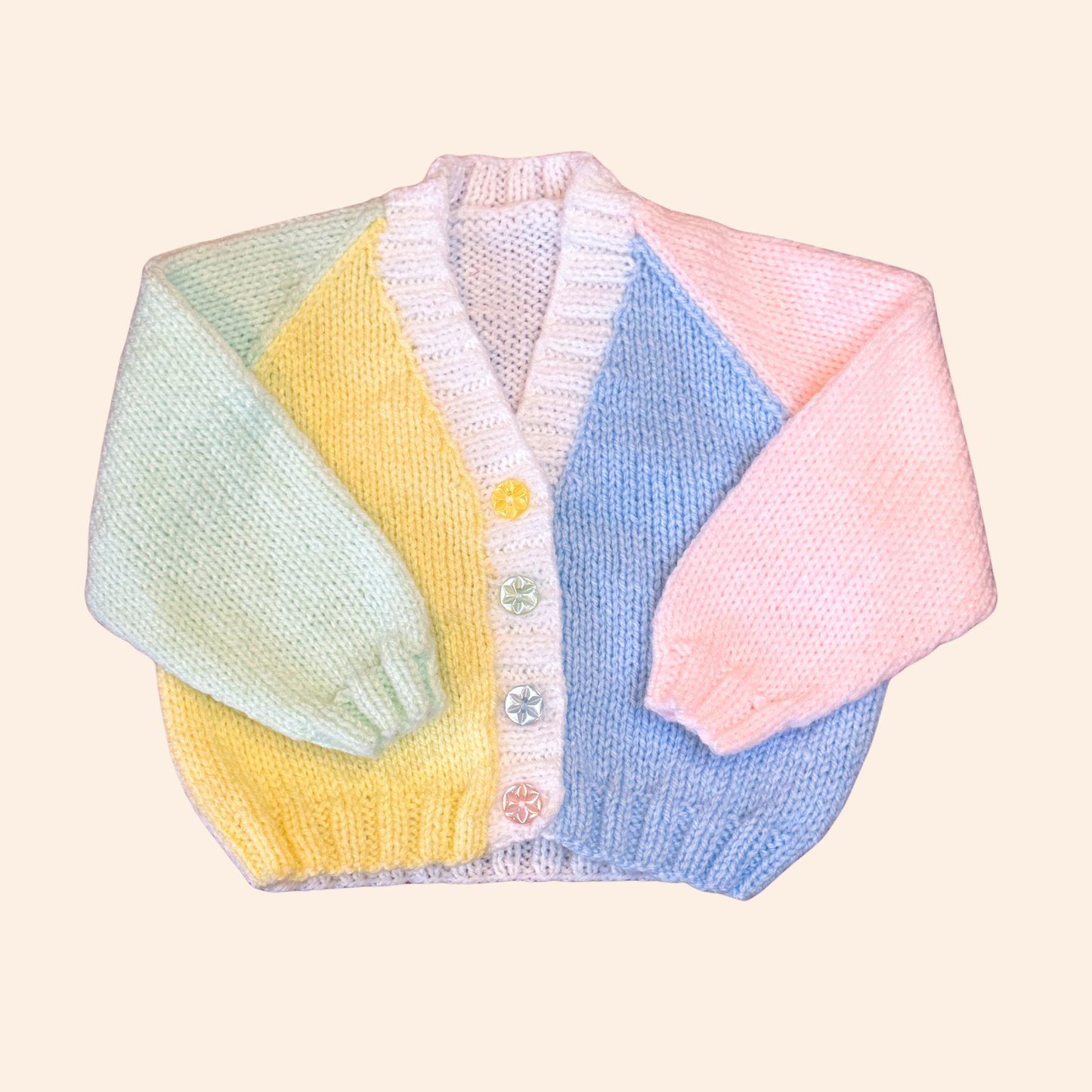 Multicolour 3-6 month hand knit cardigan