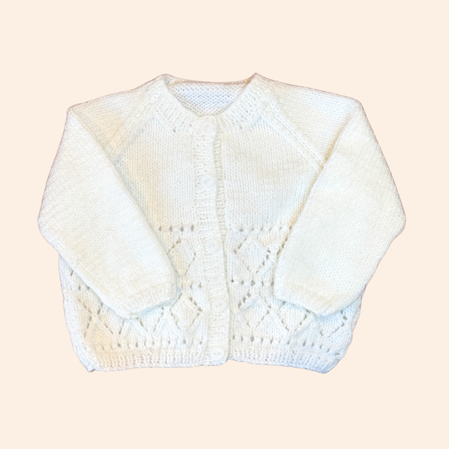 White 1-2 years hand knit cardigan