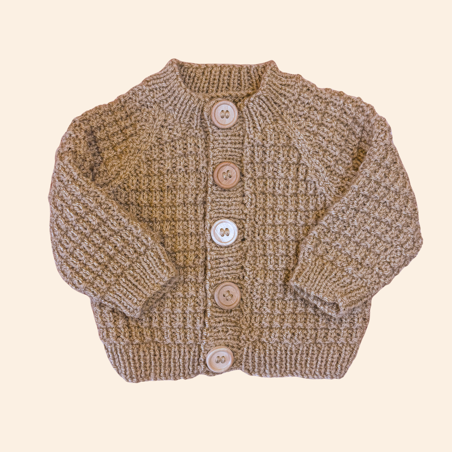 caramel brown 0-3 month hand knit cardigan