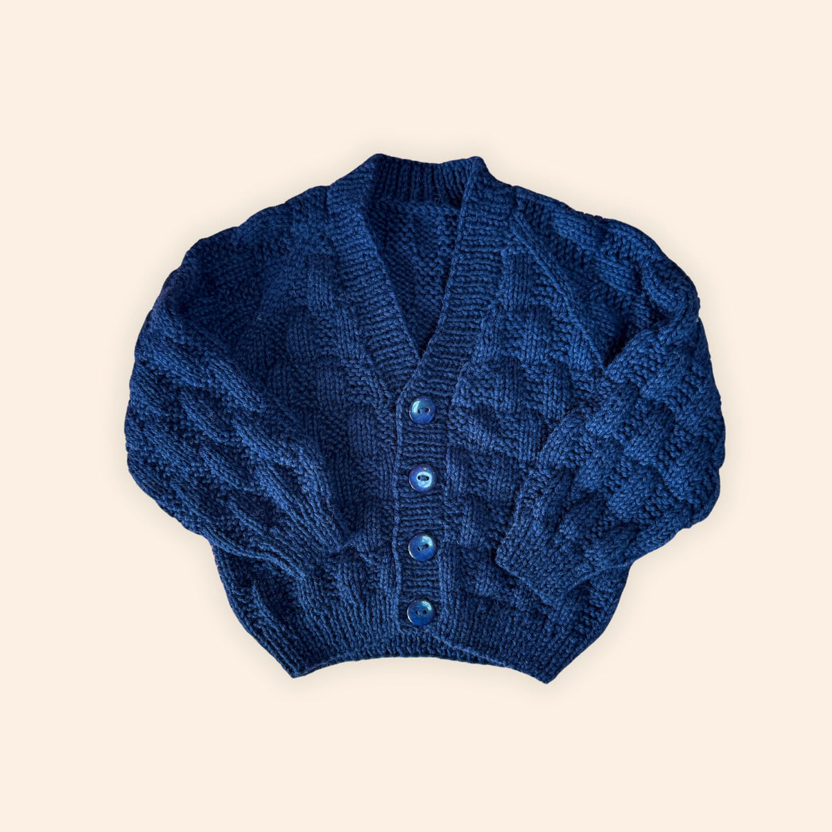 navy blue 3-6 month hand knit cardigan
