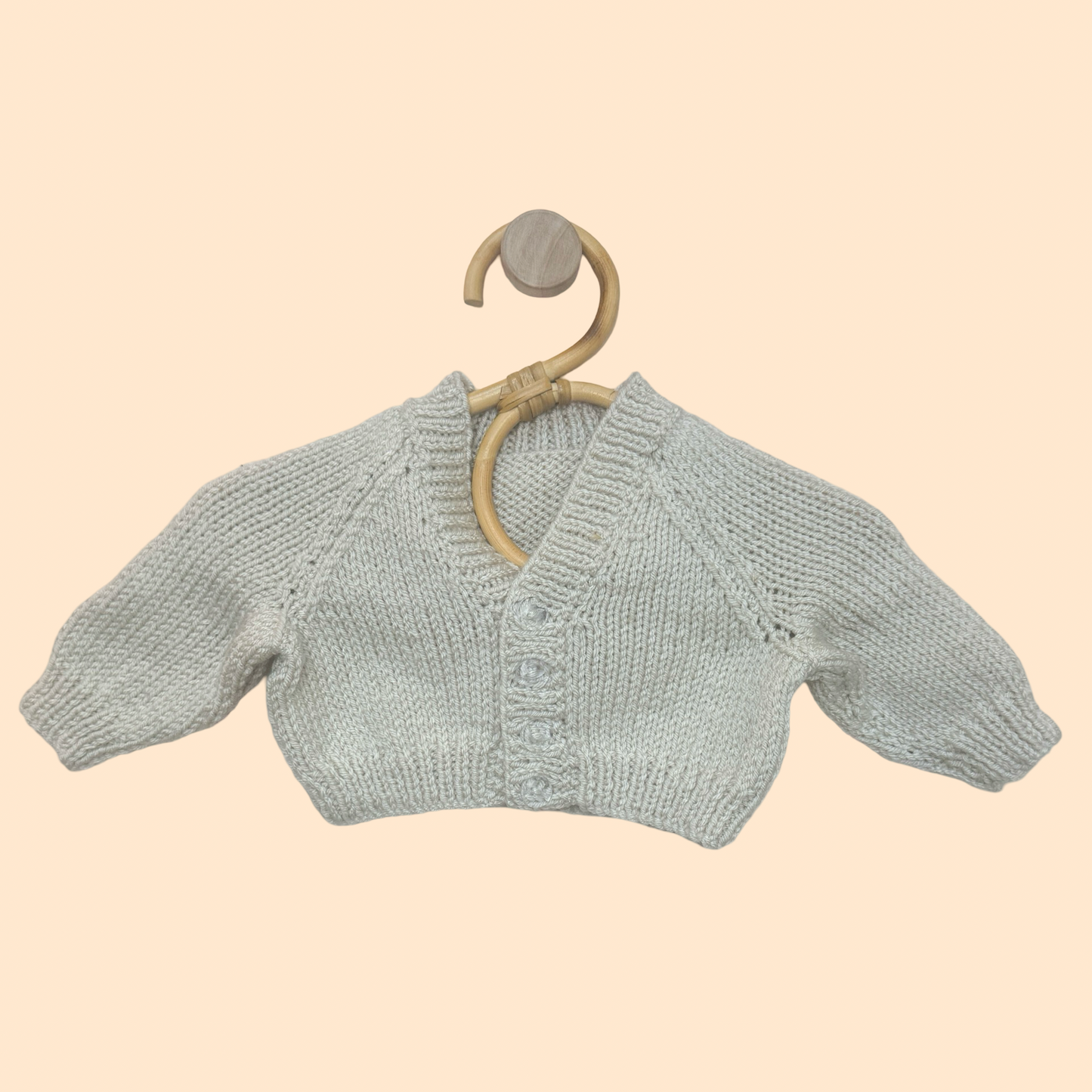 oatmeal newborn hand knit cardigan