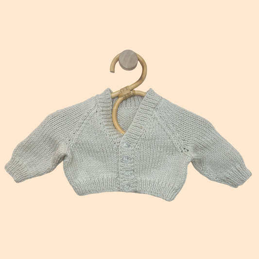 oatmeal newborn hand knit cardigan