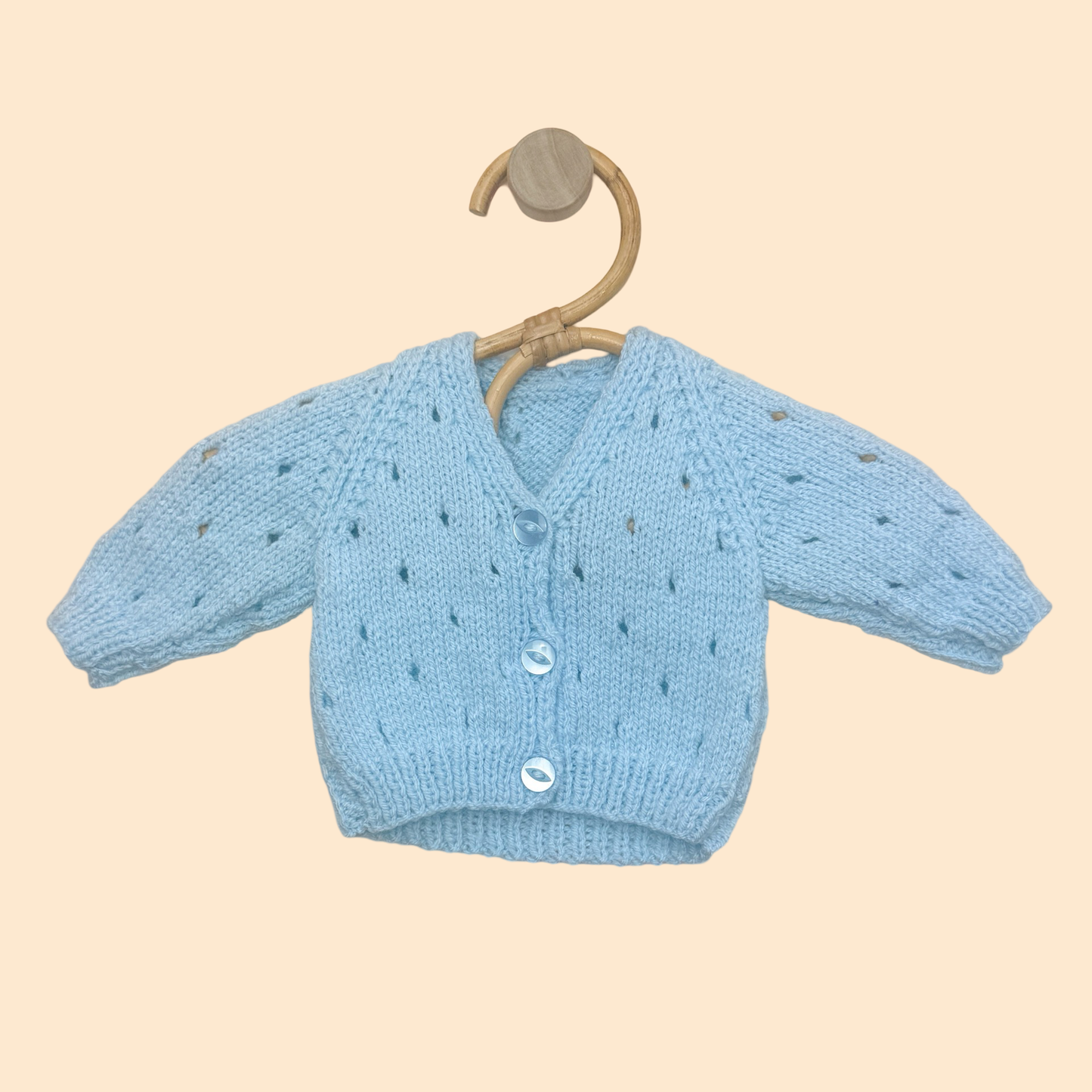 baby blue newborn hand knit cardigan