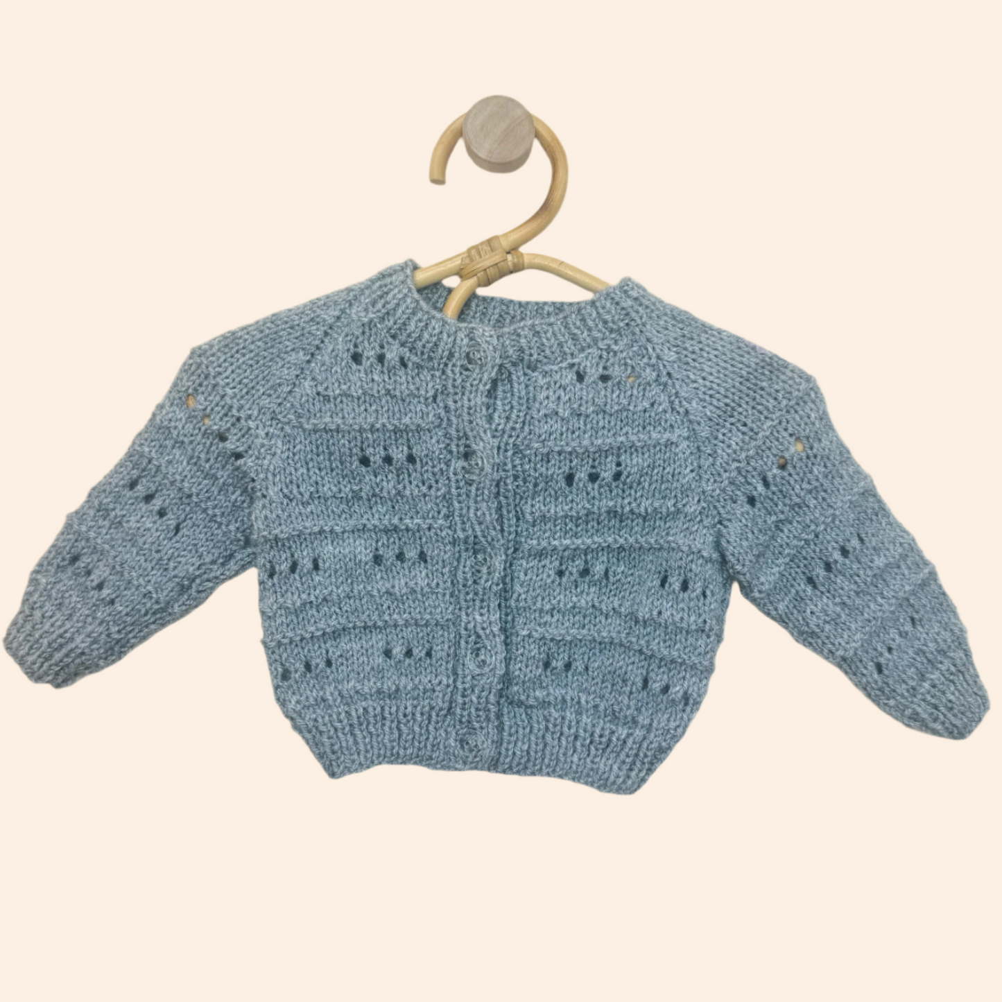grey 0-3 month hand-knit cardigan