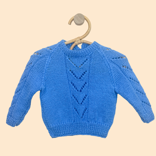 blue 3-6 month hand knit jumper
