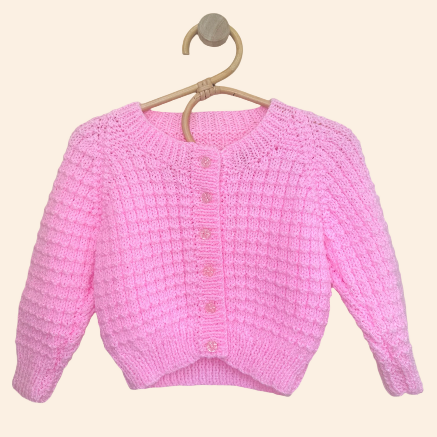 pink 6-12 month hand knit cardigan