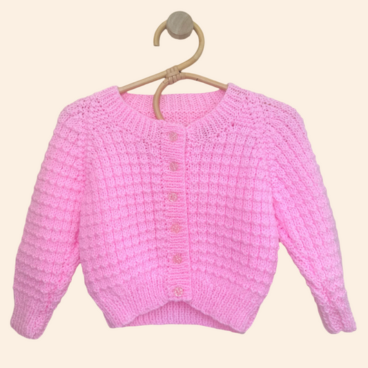 pink 6-12 month hand knit cardigan